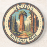 Sequoia National Park Illustration Travel Art Coaster<br><div class="desc">Sequoia vector artwork design. The park contains the highest point in the contiguous United States,  Mount Whitney,  and is south of Kings Canyon National Park.</div>