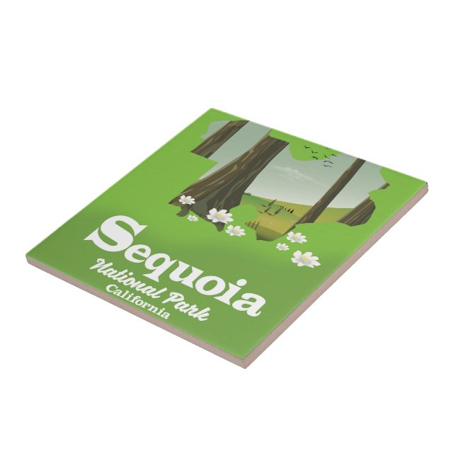 Sequoia National Park map travel poster Ceramic Tile (Side)
