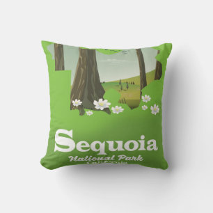 Sequoia National Park map travel poster Cushion