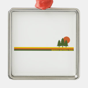 Sequoia National Park Pine Trees Sun Metal Ornament