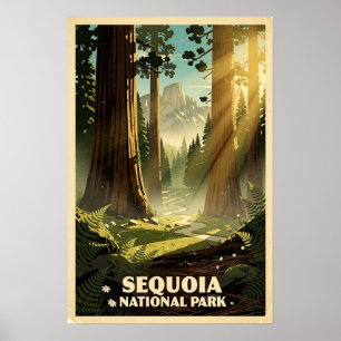 Sequoia National Park Retro Poster