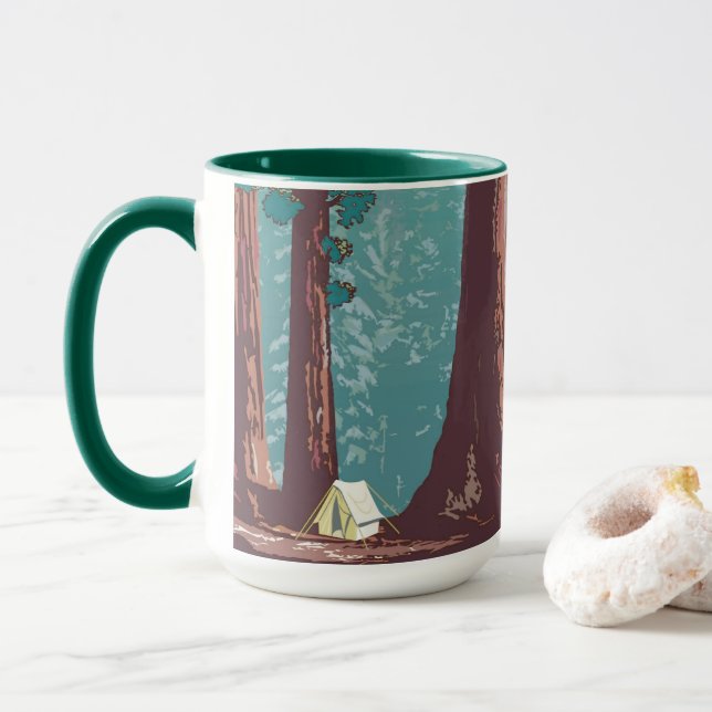 Sequoia National Park Tent Camping  Mug (With Donut)