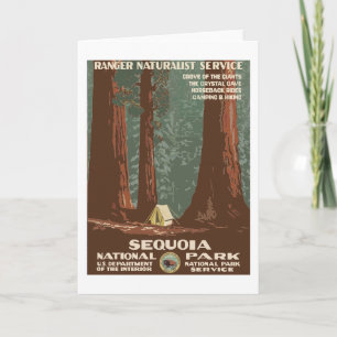 Sequoia National Park USA Vintage Travel Poster Card