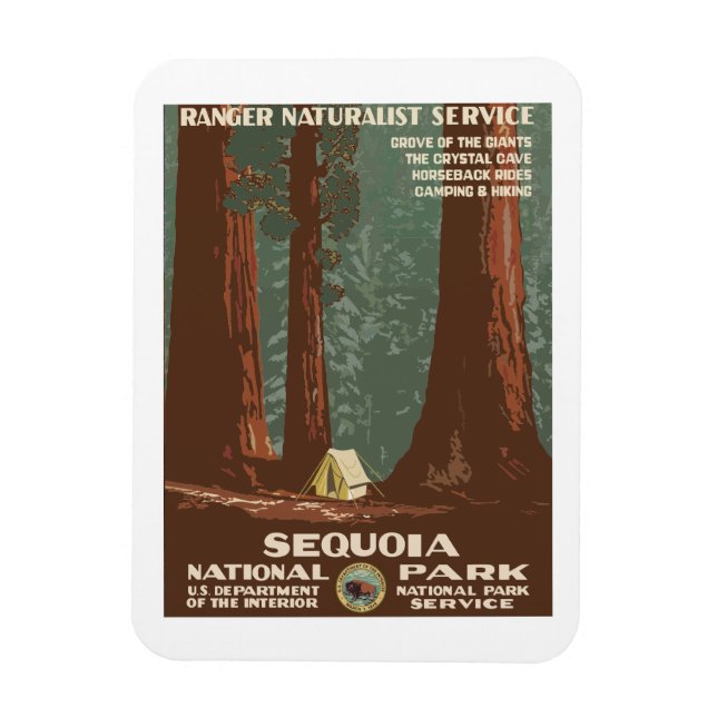 Sequoia National Park USA Vintage Travel Poster Magnet (Vertical)