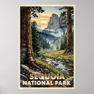 Sequoia National Park Vintage Travel Poster