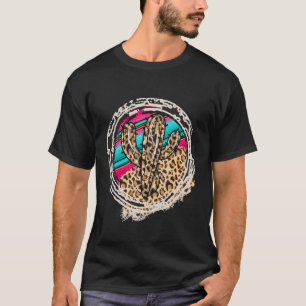 SERAPE CACTUS Leopard Cow Pattern Print Cowgirl Ro T-Shirt