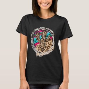 SERAPE CACTUS Leopard Cow Pattern Print Cowgirl Ro T-Shirt