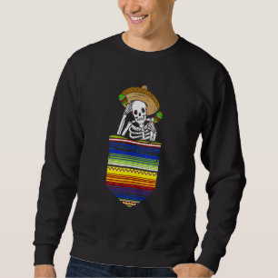 Serape Calaca Blanket Pocket Mexican Fiesta Party Sweatshirt