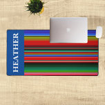 Serape Mexican Stripes Monogram Name Desk Mat<br><div class="desc">This design was created though digital art. It may be personalised in the area provided by changing the photo and/or text. Or it can be customised by choosing the click to customise further option and delete or change the colour the background, add text, change the text colour or style, or...</div>