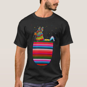 Serape Pocket Pinata Mexican Fiesta Cinco De Mayo T-Shirt