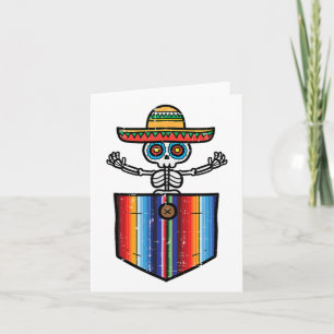 Serape Skeleton Mariachi Pocket Cinco De Mayo Mexi Card