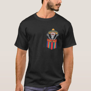 Serape Skeleton Mariachi Pocket Cinco De Mayo Mexi T-Shirt