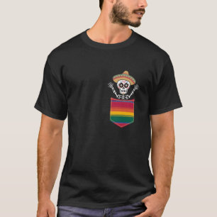 Serape Skeleton Mariachi Pocket Cinco De Mayo Mexi T-Shirt