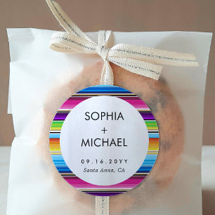 Serape Spring Minimal Wedding  Classic Round Sticker