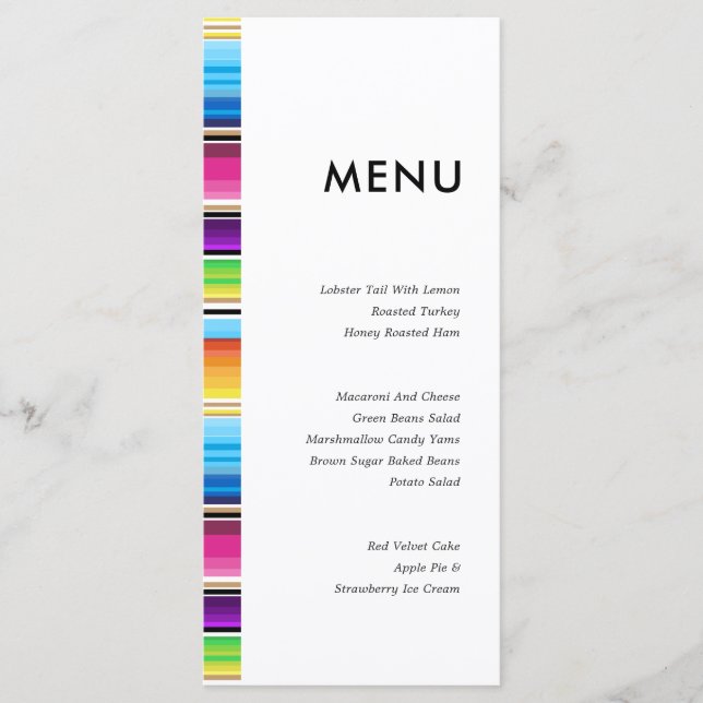 Serape Spring Stripes | Wedding Menu  (Front)
