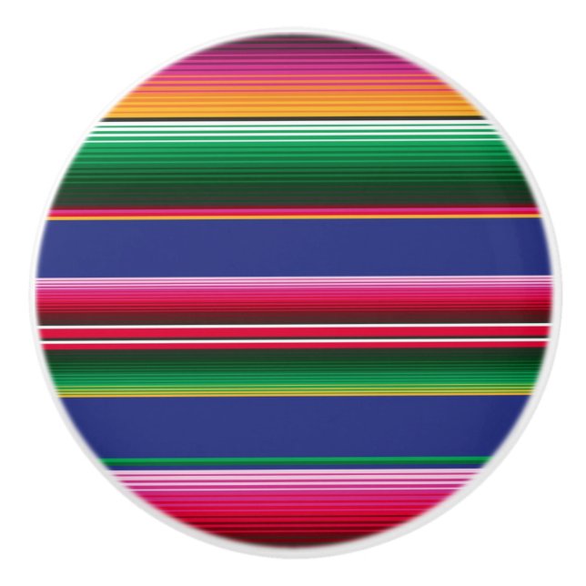Serape Stripes Coco Mexican Bold Colours Ceramic Knob (Front)