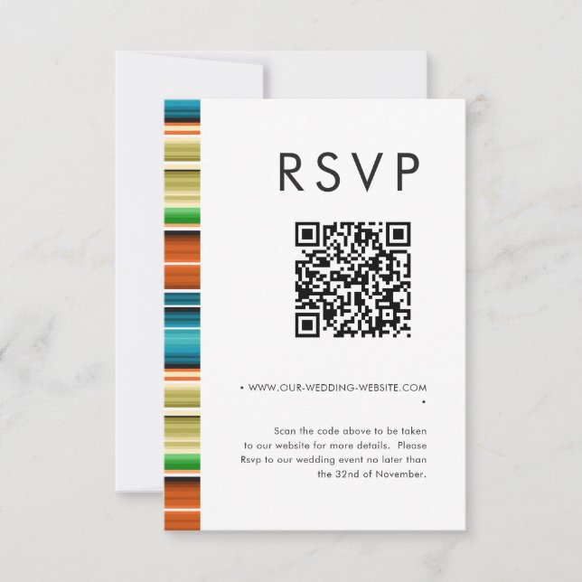 Serape Summer Stripes Wedding QR code RSVP Invitation (Front)