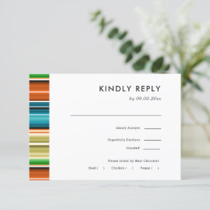 Serape Summer Stripes   Wedding RSVP + Meal Choice Card