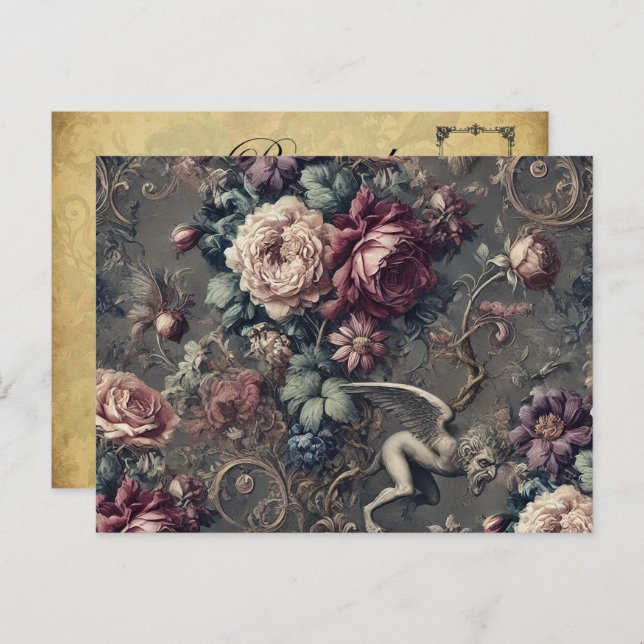 Seraph Hunting – Gothic Floral Design Holiday Postcard (Front/Back)