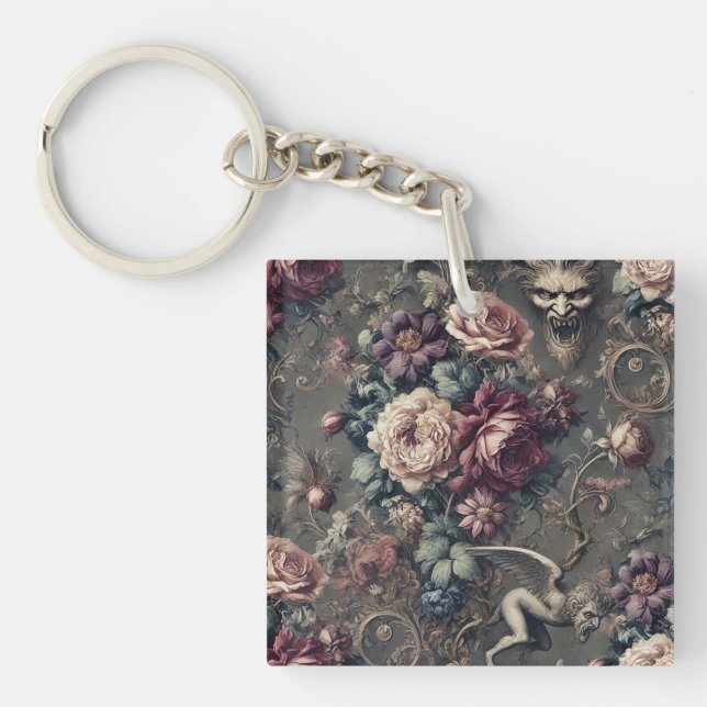 Seraph Hunting – Gothic Floral Design Key Ring (Front)