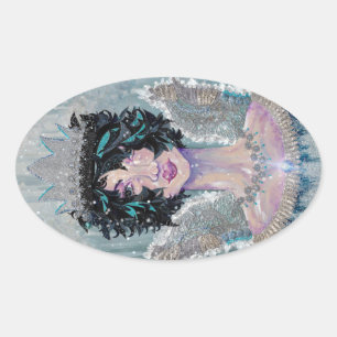 Seraph Tristana Melancholy Guardian Angel  Oval Sticker