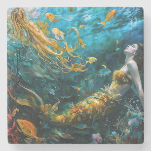 “Seraphina” – Beautiful Mystical Mermaid Stone Coaster