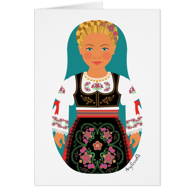 Serb Blonde Matryoshka Card (Front)