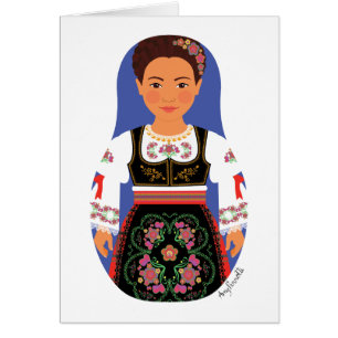 Serb Brunette Matryoshka Card
