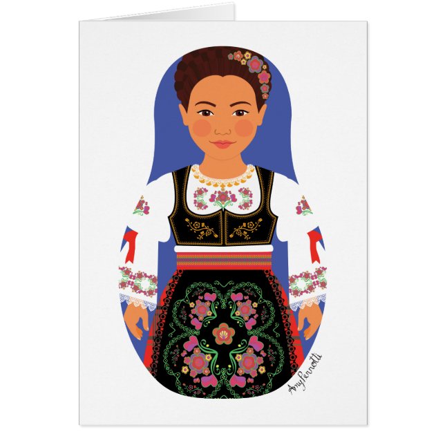 Serb Brunette Matryoshka Card (Front)