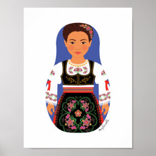 Serb Brunette Matryoshka Poster