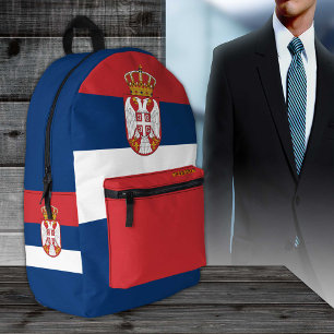 Serbia backpack, Blue patriotic, Serbian Flag Printed Backpack