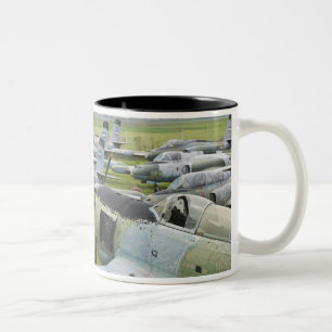 SERBIA, Belgrade. Yugoslav Aeronautical Museum Two-Tone Coffee Mug