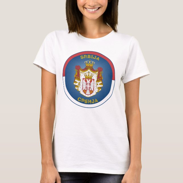 Serbia Coat of Arms Circle Shape  T-Shirt (Front)