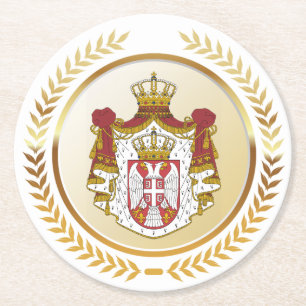 Serbia Coat of Arms Round Paper Coaster