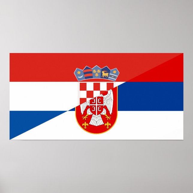 serbia croatia flag country half symbol poster (Front)