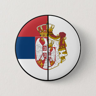 Serbia Flag and Coat of Arms Patriotic Button
