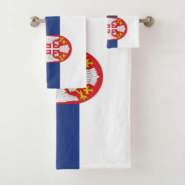 Serbia flag bath towel set (Insitu)
