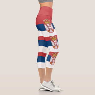 Serbia Flag Capri Leggings
