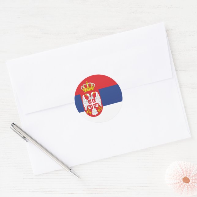 Serbia flag classic round sticker (Envelope)