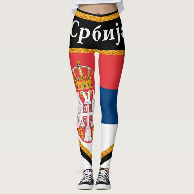 Serbia Flag Leggings (Front)