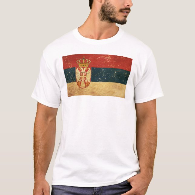Serbia Flag Men's White T-Shirt (Front)