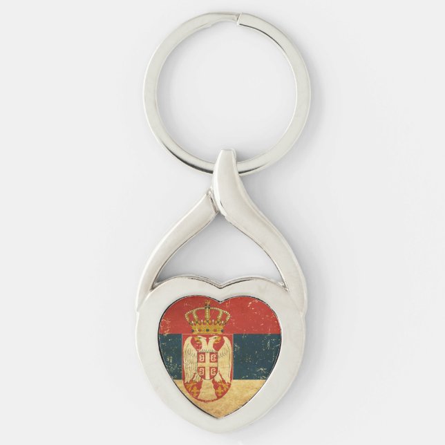 Serbia Flag Metal Keychain (Front)