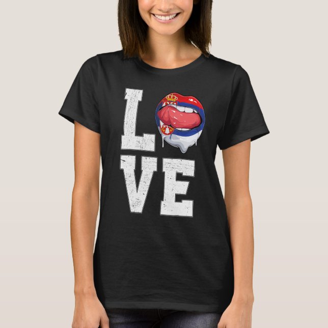 Serbia Flag Soccer Fan Love Serbs T-Shirt (Front)