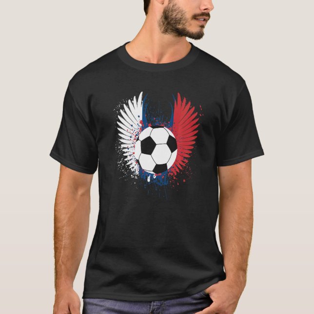 Serbia Flag Soccer Football Wings Serbian Football T-Shirt (Front)