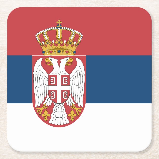 Serbia Flag Square Paper Coaster (Front)