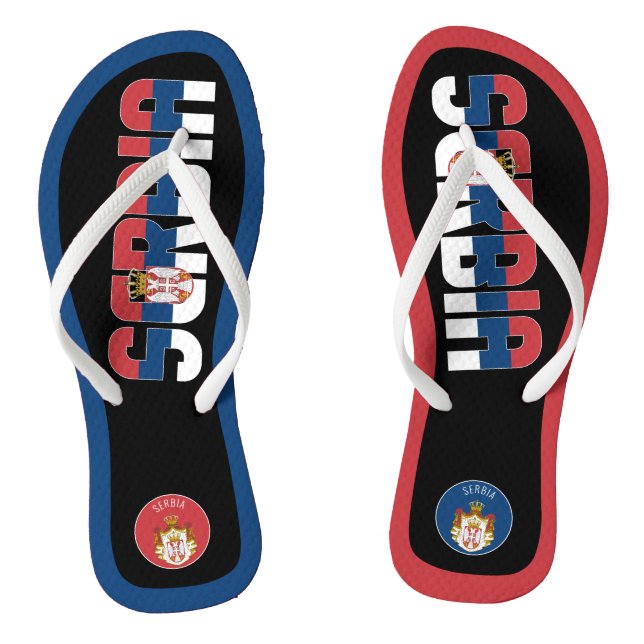 Serbia Flag Superb Patriotic Thongs (Footbed)
