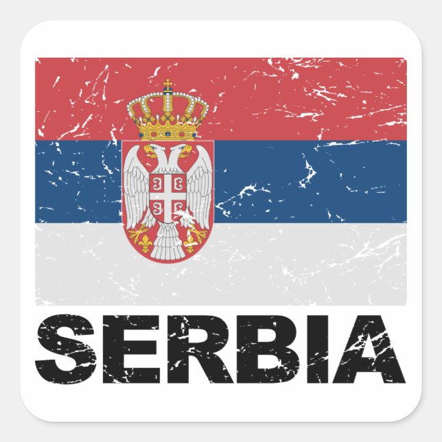 Serbia Flag Vintage Square Sticker (Front)