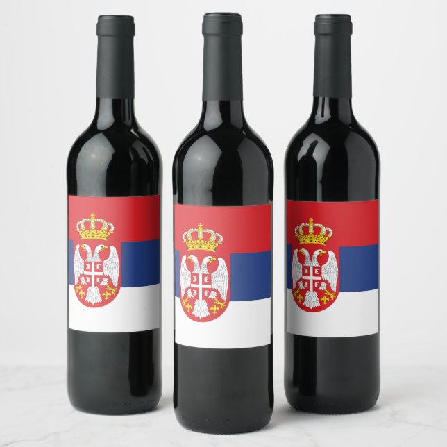 Serbia flag wine label (Bottles)