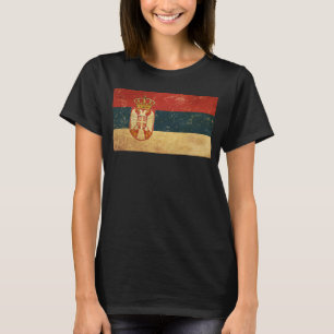 Serbia Flag Women's Black T-Shirt
