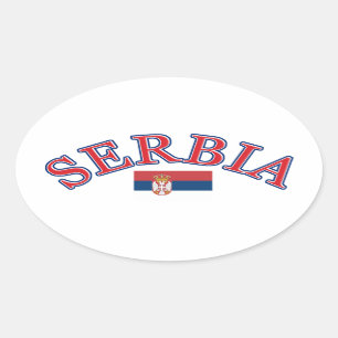 Serbia football design oval sticker
